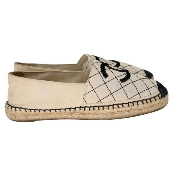Chanel Espadrille 36 Monogram Canvas Diamond Quilted Cc Flats CC-0321N-0076 - Picture 6 of 11